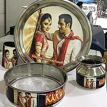 Photo printed thali for karwa chauth