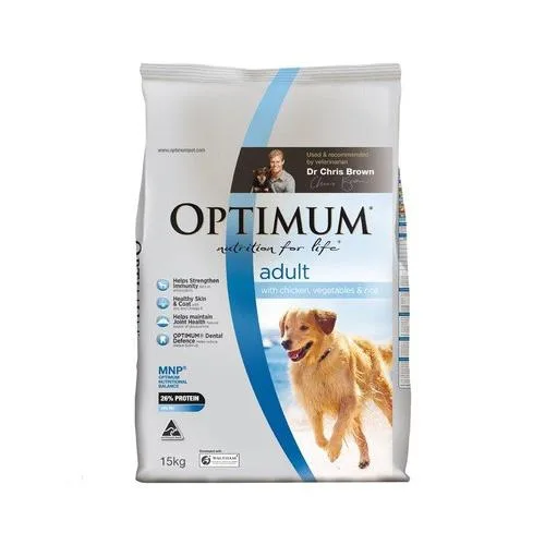 Optimum Adult Dry Dog Food With Chicken Vegetable and Rice  Disc