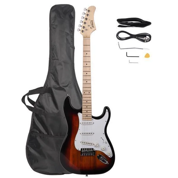 Glarry GST Maple Fingerboard Electric Guitar Set With Bag Sunbur