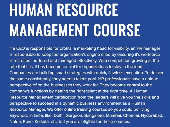 Human Resource Management Online Course