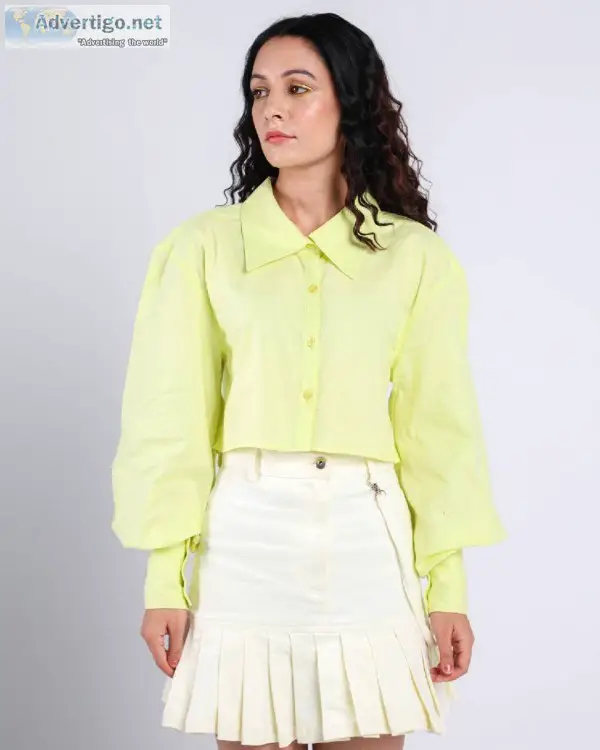 Buy Yellow Co-ord Set with Yellow Shirt Puffed Sleeves