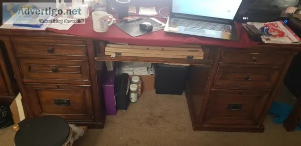 Heavy dark mahogany or oak office desk