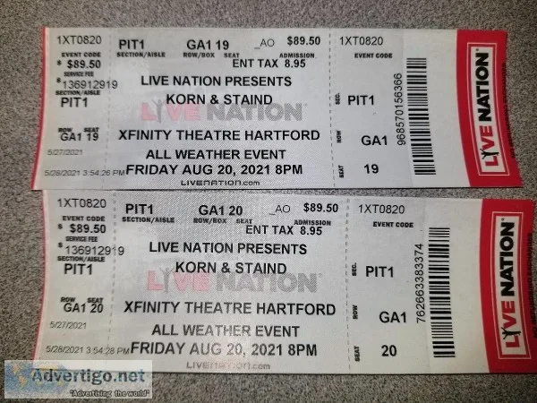 KORN and STAIND PAIR IN THE PIT-XFINITY THEATRE-HARTFORD CT-RESC