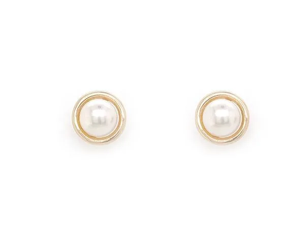 9CT YELLOW GOLD PEARL BALL STUDS