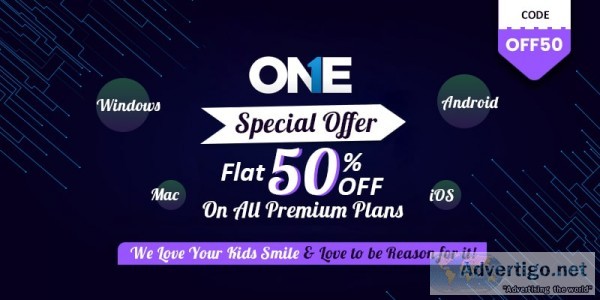 Flat 50% discount using coupon code on theonespy all products