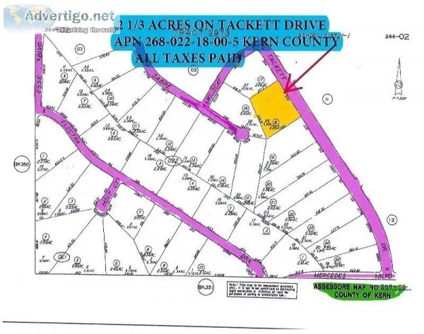 2 13 ACRE LOT ON TACKETT DRIVE LOCATED IN CALIFORNIA CITY KERN C