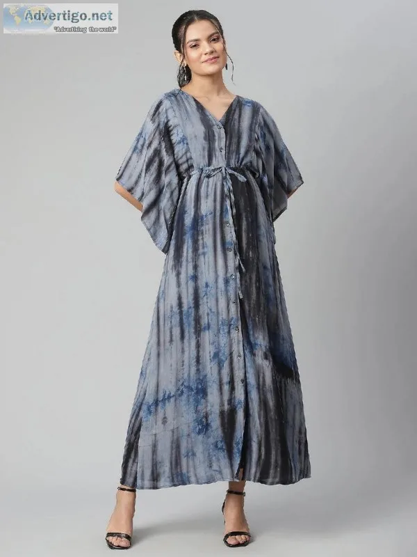 Tie-Dye Button-Front Maternity Maxi Dress