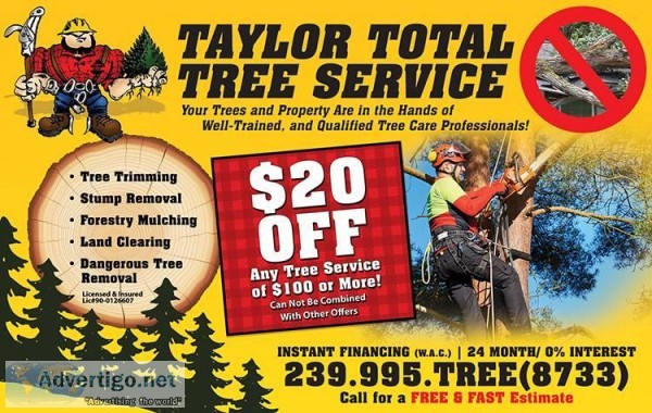 Tree Service - Remove Trim Grind Land Clearing - Free Estimates