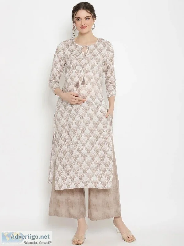 2pc. Cotton Round Tie up Maternity Suit Set