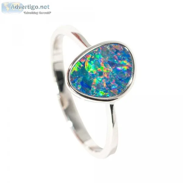 RAINBOW SPARK STERLING SILVER AUSTRALIAN OPAL RING