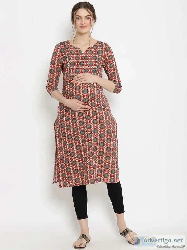 2pc. Printed Maternity and Nursing Kurta With Leggings