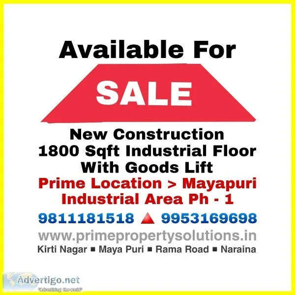 Industrial Floor Available for Sale in Mayapuri Industrial Area