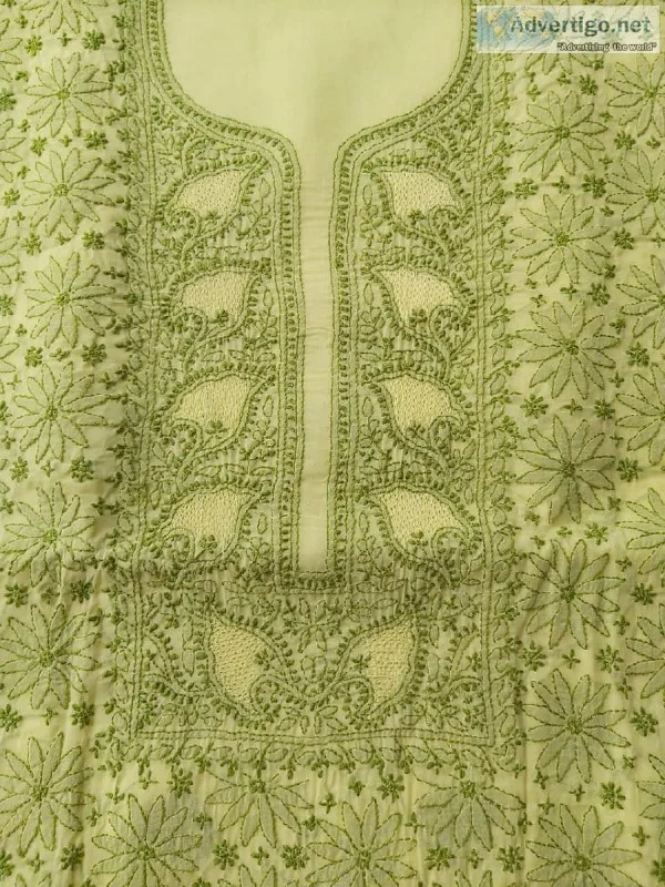 Cotton Dress Material with Fine chikankari