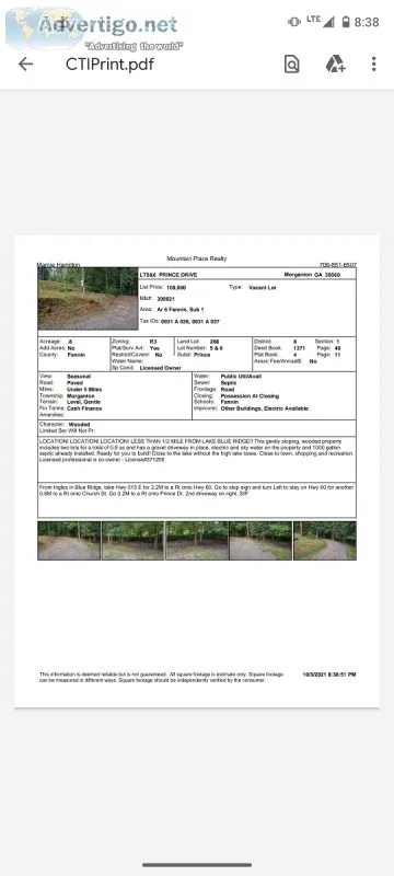 Land for sale near Lake Blue Ridge