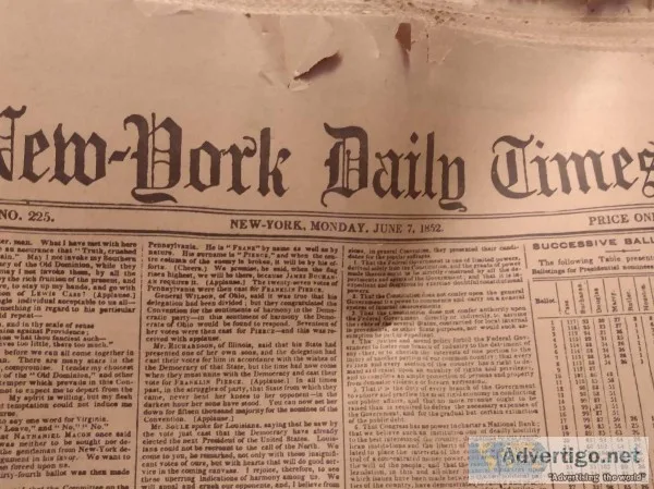 FREE New York Daily Times 1850 s newpaper first page pick up onl