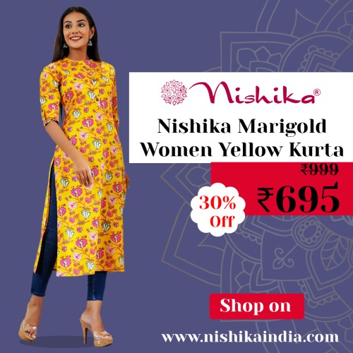 Nishika marigold women yellow kurta