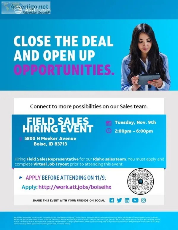 HIRING EVENT Field Sales Representative - Boise ID