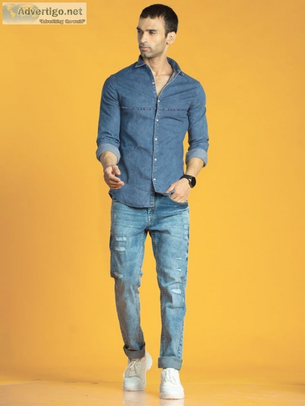 Get latest denim shirts online india at beyoung
