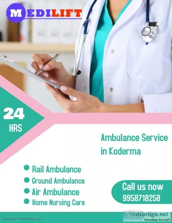 Hire Best Ambulance Services from Koderma to Ranchi by Medilift