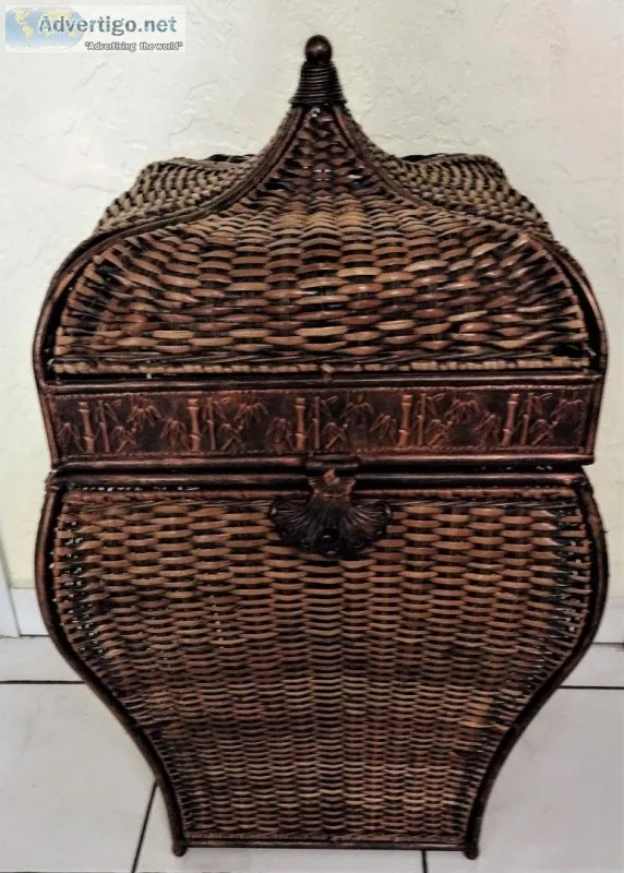Woven Rattan and Metal Storage Basket
