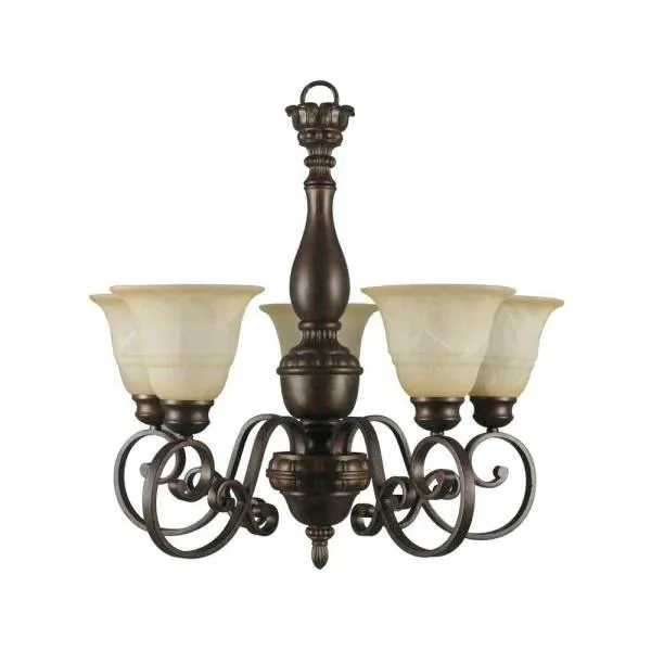 5 Light Bronze Chandelier wGlass Shades