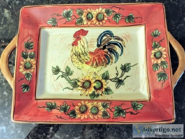 Rooster Ceramic Serving Tray