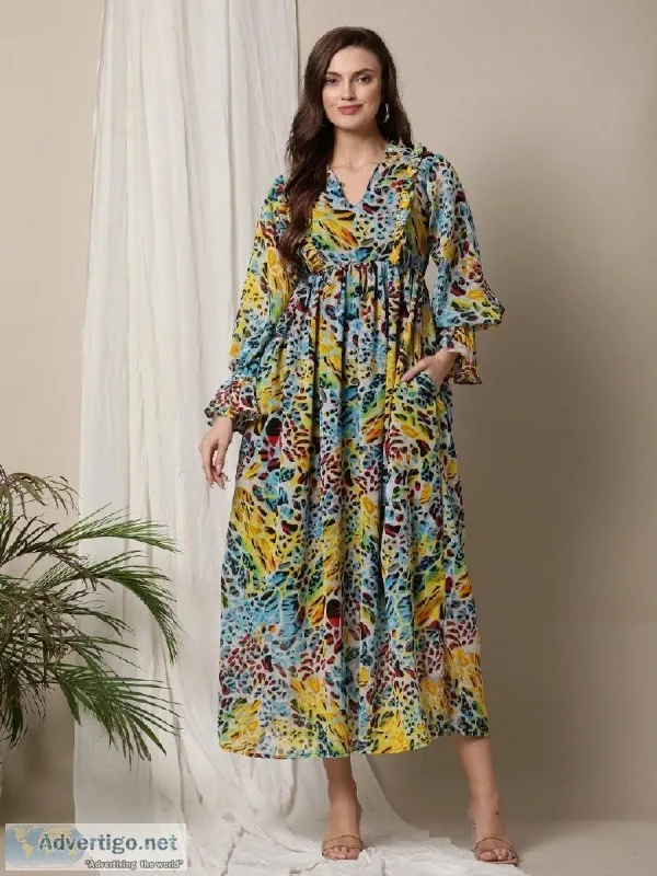 Empire Waist Ruffle Front Nursing Dress