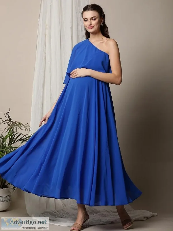 Maternity and Nursing Dress One Shoulder Cape Sleeve