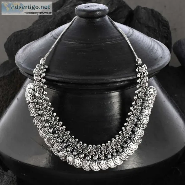 Buy silver plated necklaace online in india