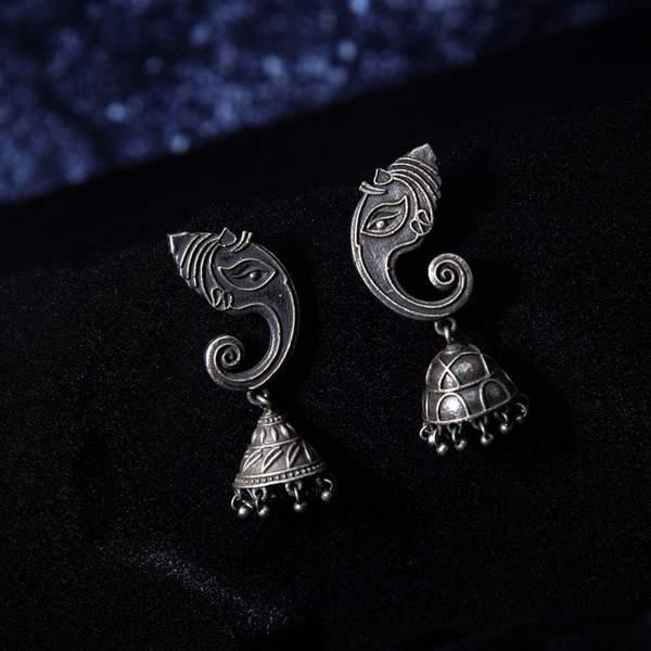 Ferosh Silver Oxidised Tassel For Women - Drop Earrings Online