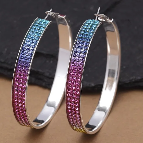 Crystal Colorful Hoop Earrings &ndash Ferosh