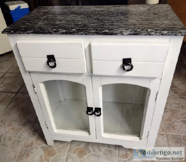 White Accent Cabinet with Granite Top