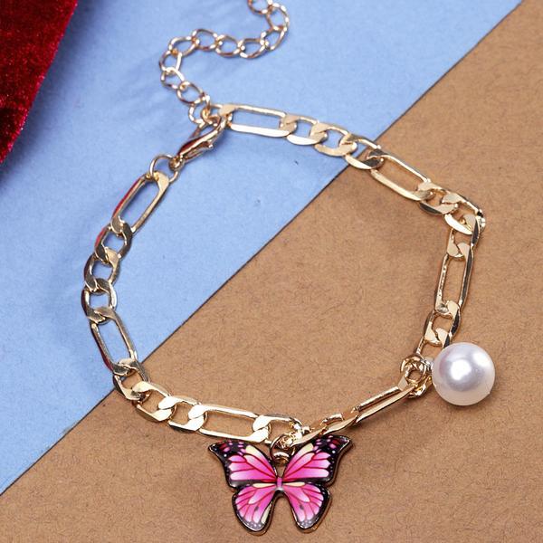 Pink Pearl Butterfly Bracelet &ndash Ferosh