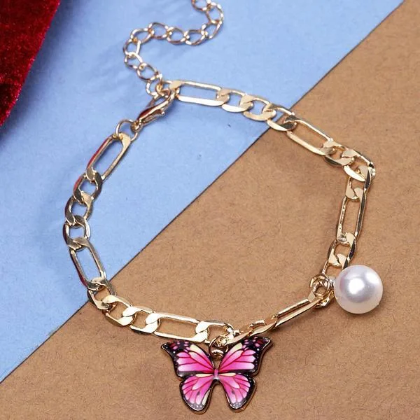 Pink Pearl Butterfly Bracelet &ndash Ferosh