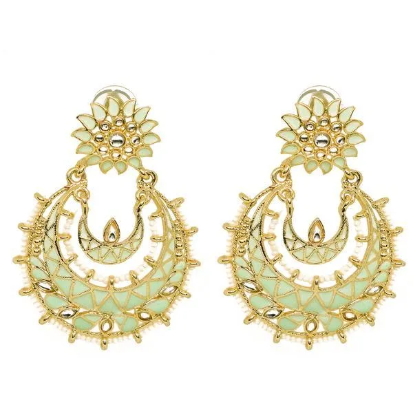 Ferosh Kundan Enamel Gold Plated Ethnic Earrings For Women - Dro