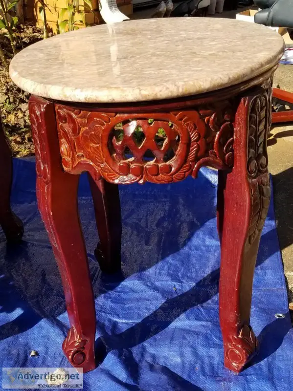 Cherry and marble table set