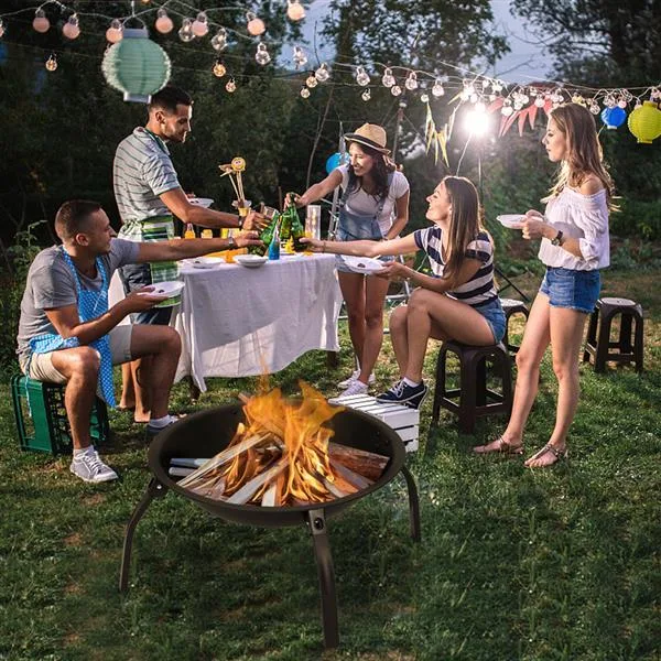22&quot Four-legged Folding Iron Brazier Wood Burning