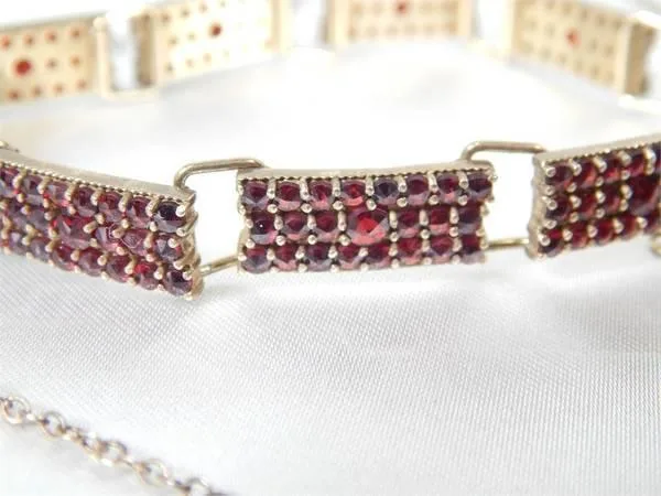 Garnet 5 Piece Vintage Bohemian Jewelry Set Marked 900