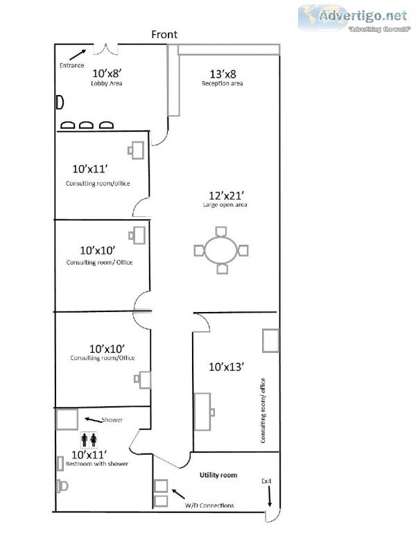 It has 4 offices with ceramic tile throughout