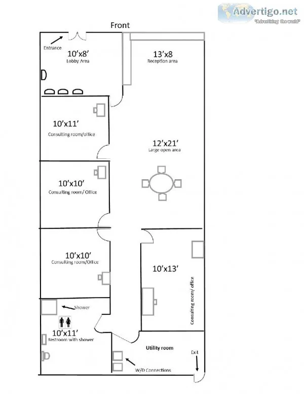 It has 4 offices with ceramic tile throughout