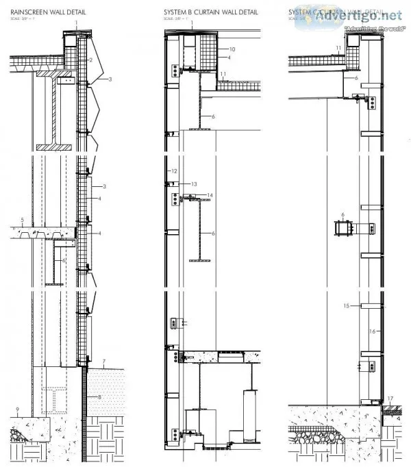 Glass Curtain Wall Details Drawing  Curtain Wall Shop Drawings