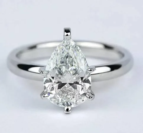Pear Shaped Diamond Solitaire Ring