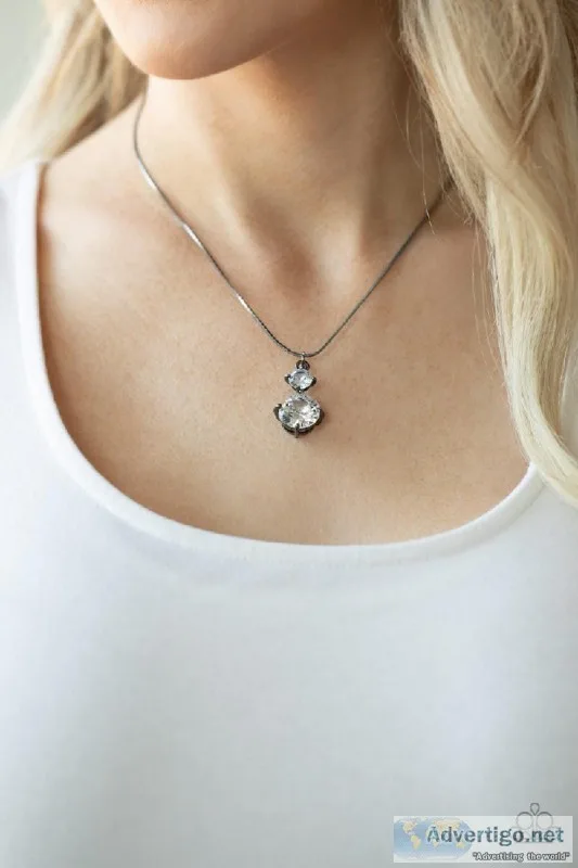 Top Dollar Diva-Black Necklace-Gunmetal-Pa parazzi