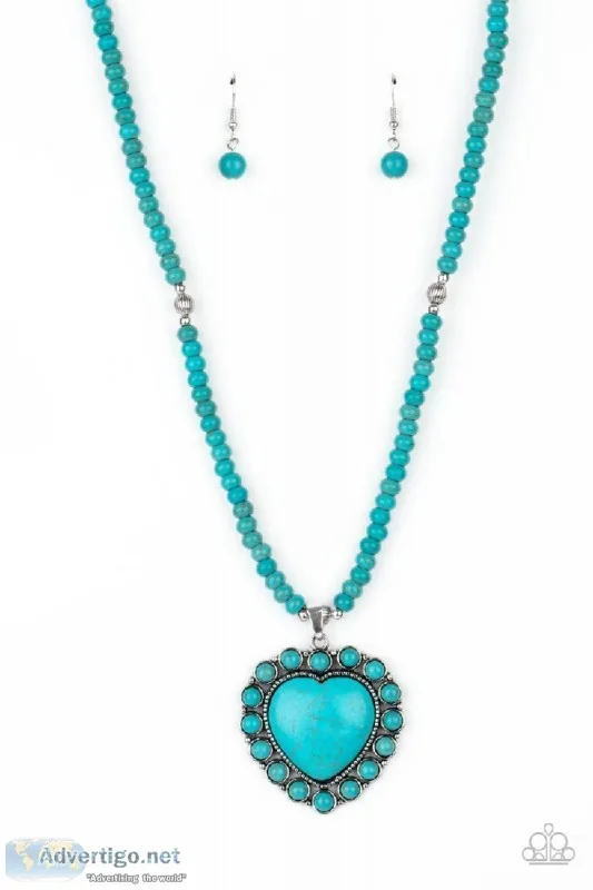A Heart Of Stone - Blue Necklace-Stone-Papar azzi
