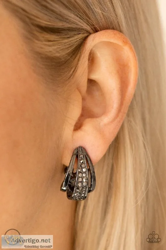 Paparazzi-Bank Night-Black Clip On Earrings