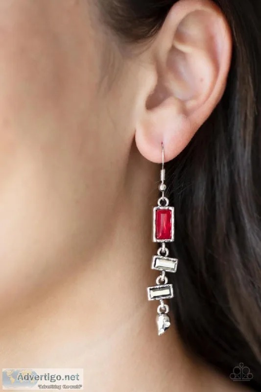 Modern Day Artifact - Red Earring-Paparazzi