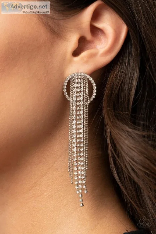 Dazzle By Default-White Earring- Paparazzi