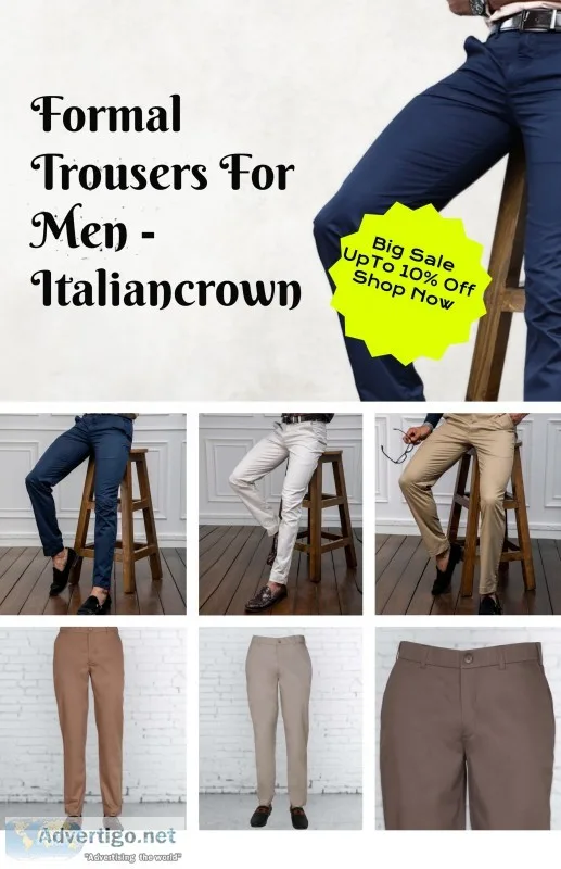 Branded plain formal wear trousers for men - italiancrown