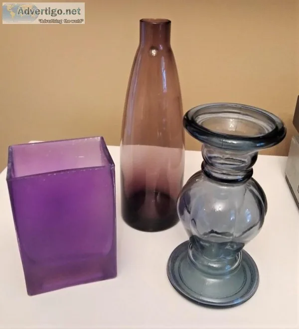 Set of 3 Decorative Glass Flower Vases