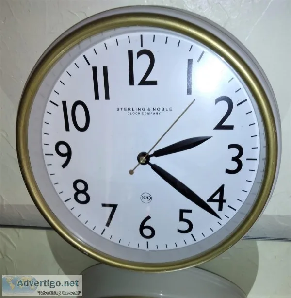 Sterling and Noble 9 WhiteGold Wall Clock